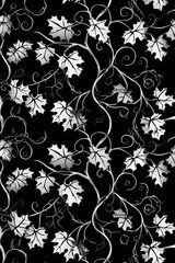 Black & white Seamless Floral Pattern