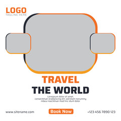 template for a social media post on travel sales A billboard or internet banner promoting a travel agency's offer