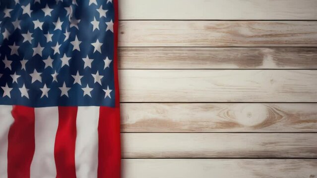 Patriotic image of American flag on rustic wood. Perfect for national holidays.