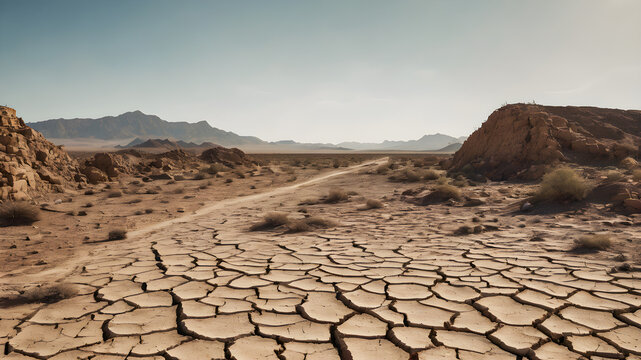 Dry land in the desert. Conceptual image for climate change