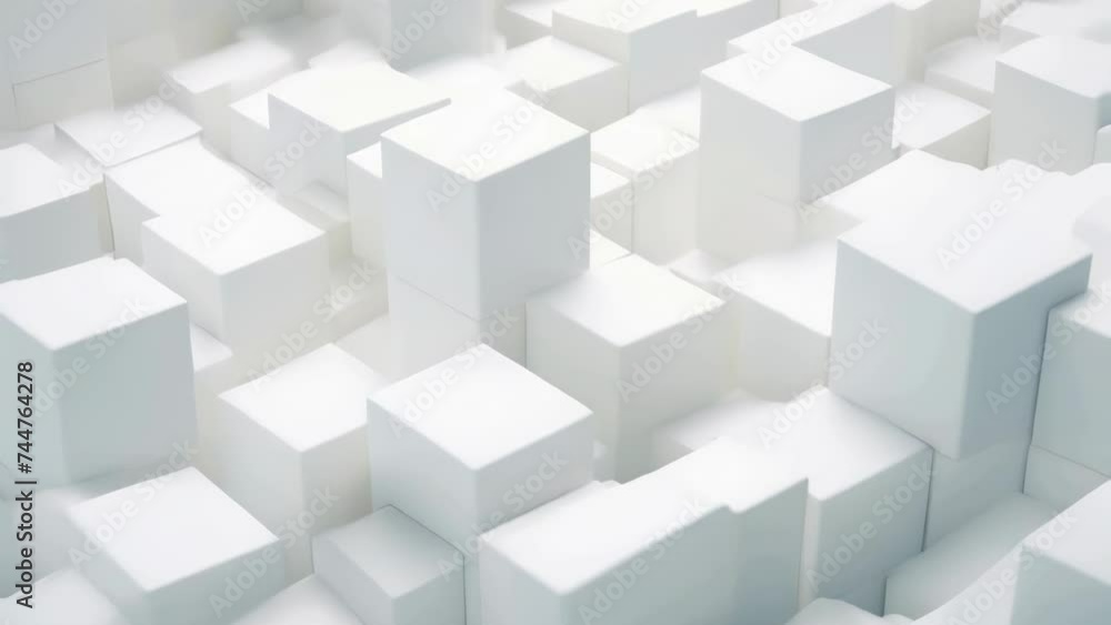 Poster white cubes in a room, suitable for architectural design projects.
