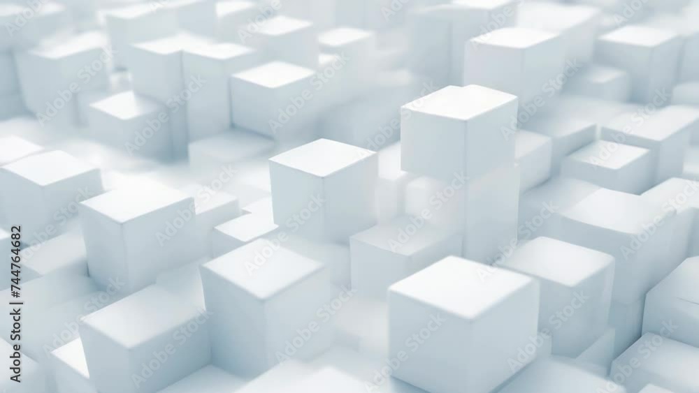Poster a large group of white cubes in a room. ideal for architectural designs.