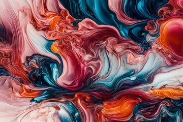 A high-resolution image featuring the artistic fusion of colorful liquids against a sleek and...