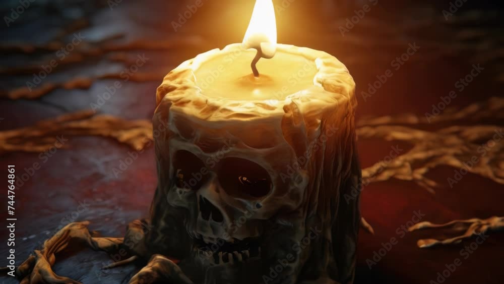 Poster A simple image of a lit candle on a wooden table, perfect for adding warmth to any design project.