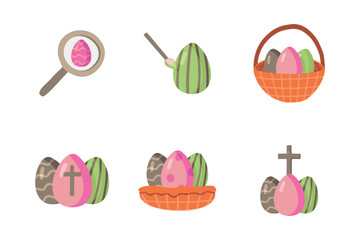 Easter eggs set in doodle style