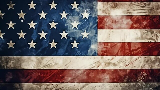 Old, worn American flag with a grunge effect. Suitable for patriotic designs.