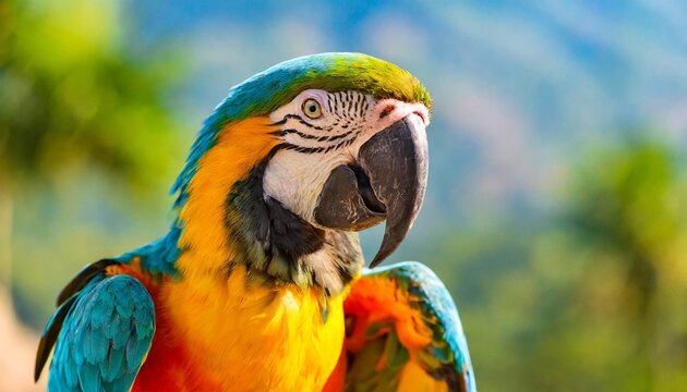 colorful macaw parrot close up portrait copy space image place for adding text or design