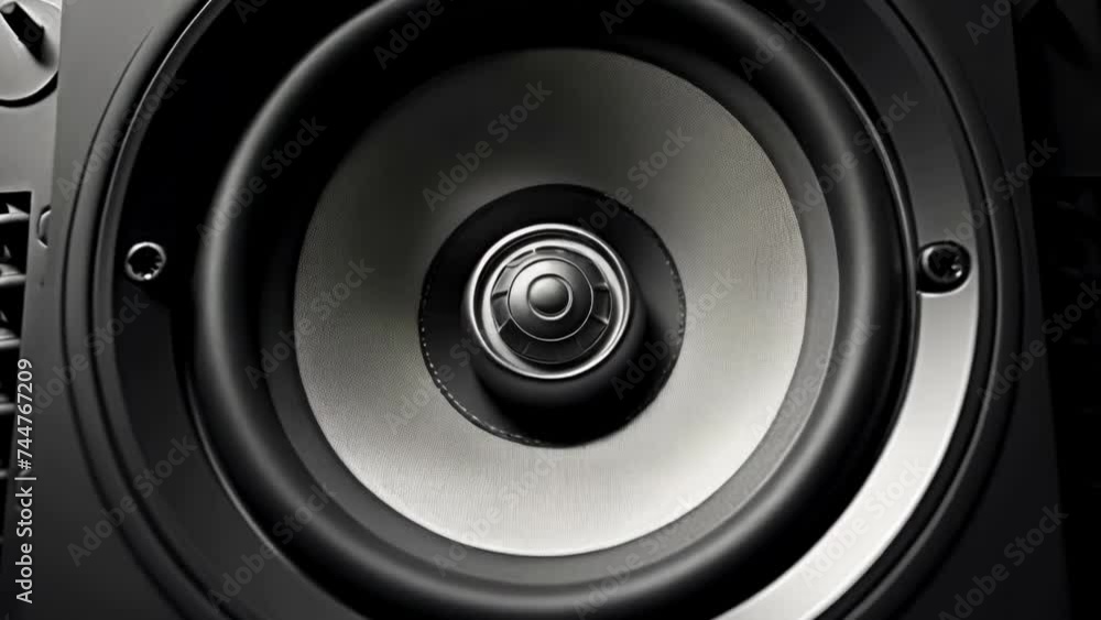 Poster high-quality image of a speaker with a black background, perfect for technology or music themes.