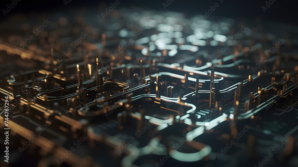 Poster a chain of electronic circuit connected by a circuit board
