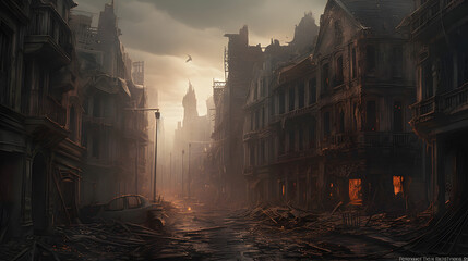  a city has been damaged to an extreme state as a result of the apocalypse
