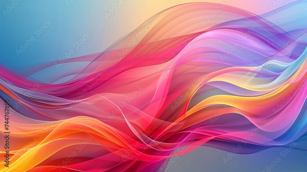 Poster colorful smooth wavy lines create a dynamic wave background suitable for presentations in fashion or