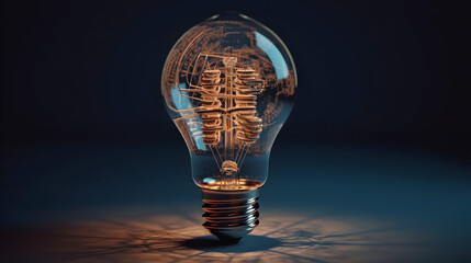 a light bulb with an image of a human