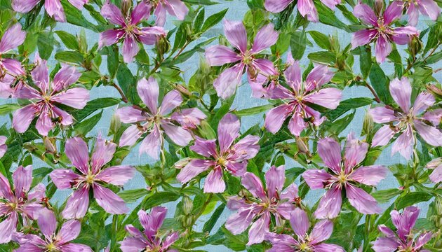 willowherb epilobium illustration texture of flowers seamless pattern floral background photo collage for production of textile cotton fabric for wallpaper covers