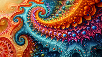 Vivid Fractal Artwork Resembling a Colorful Spirograph, created with Generative AI technology