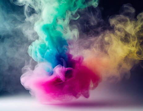 colorful smoke, smoke screen, dark background, studio