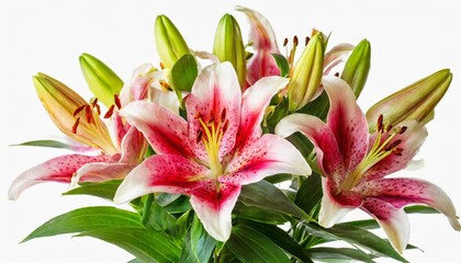 beautiful bouquet of lily flowers isolated on white background