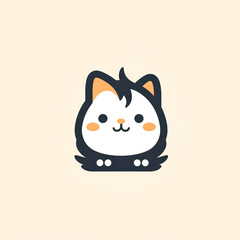 Adorable Minimalist Cat Icon with a Friendly Smile, created with Generative AI technology