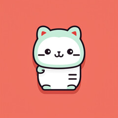 Adorable Minimalist Cat Icon with a Friendly Smile, created with Generative AI technology