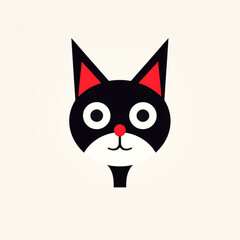 Adorable Minimalist Cat Icon with a Friendly Smile, created with Generative AI technology