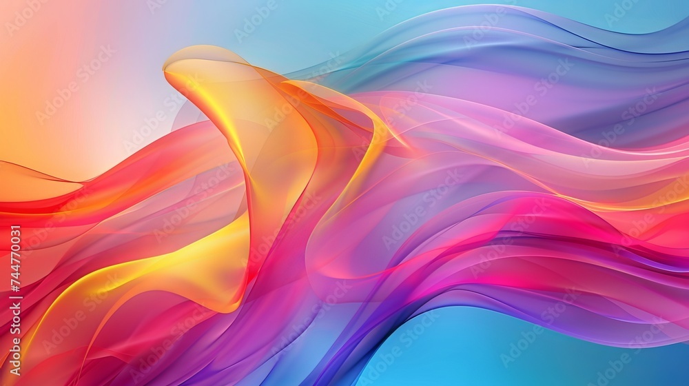 Poster colorful smooth wavy lines create a dynamic wave background suitable for presentations in fashion or