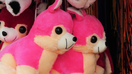 Colorful stuffed toys displayed in a shop
