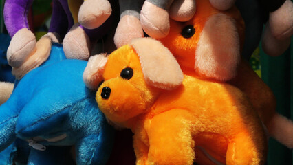 Colorful stuffed toys displayed in a shop