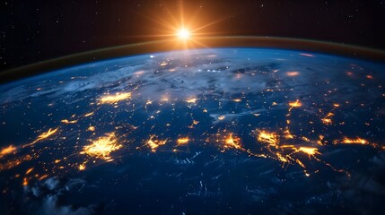 Fototapeta na wymiar night city lights from space