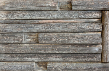 wall of a house made of wooden logs background