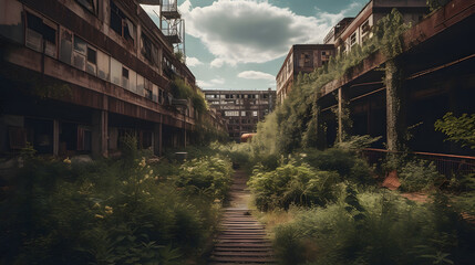 Fototapeta na wymiar an unused abandoned industrial city