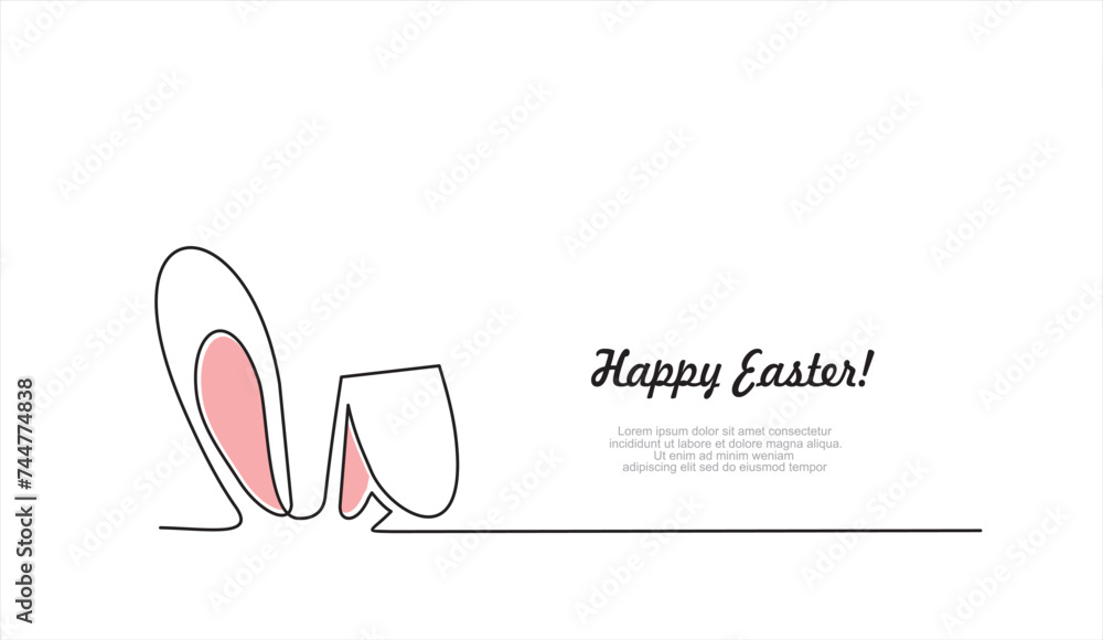 Aufkleber easter bunny in one line. rabbit ears are a continuous line. bunny minimalist contour illustration f