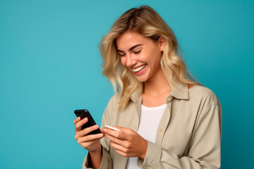 girl smiling using cell phone