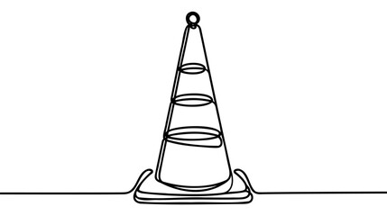Road cone line continuous drawing vector. One line Road cone vector background.