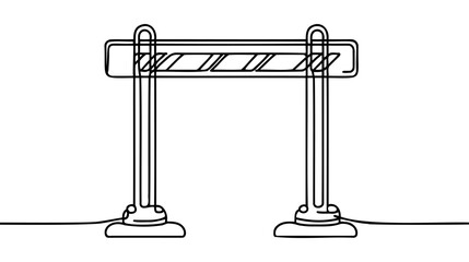 Continuous one line drawing barrier gates. Urban life. Single line draw design vector graphic illustration.