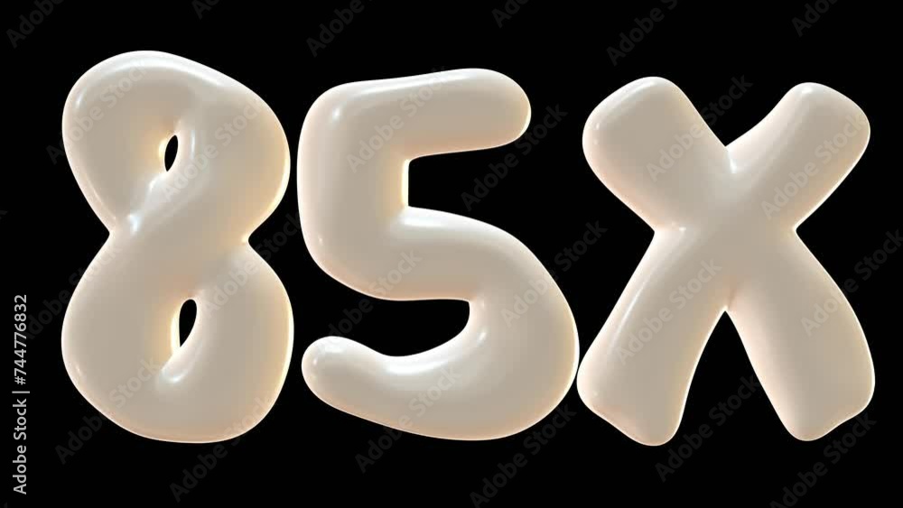 Poster 85x with milky color isolated on transparent background. 3d animation for double and bonus concept