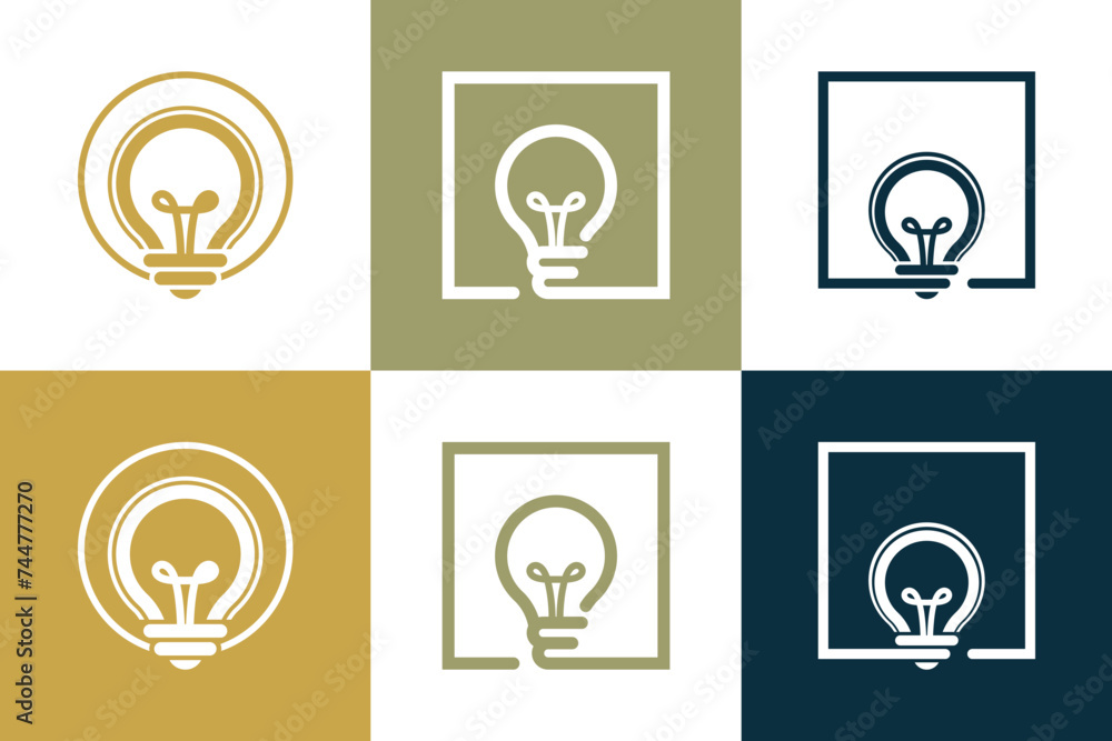 Poster light bulb design element vector icon collection with creative idea