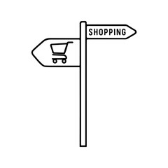 Vector image of a pillar with a shopping sign, on a white background.