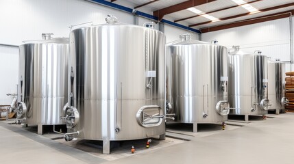 A symphony of steel and functionality, these tanks quietly perform their vital role, ensuring the smooth operation of the indoor industrial facility.