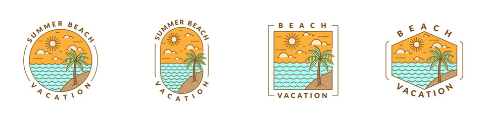 illustration of beach monoline or line art style