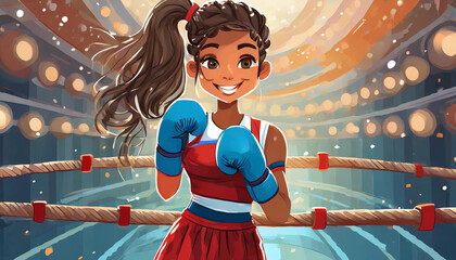 illustration of a young boxer girl