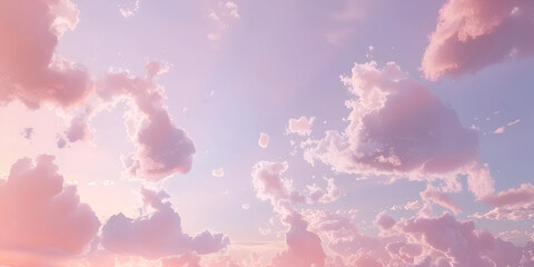 Pink Clouds on a Blue Sky, Dawn Hues, Baby Pink, Soft Light  Wallpaper, Background, Colorful clouds on sky landscape scene dreams