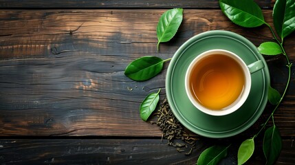 tea leaves in a nutritious green tea cup