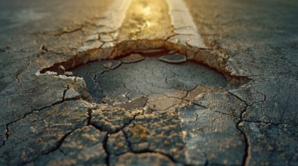 Large deep pothole an example of poor road maintenance due to reducing local council repair budgets.