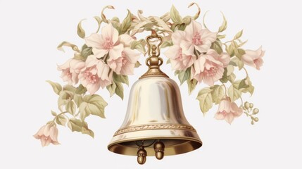 Illustration of a wedding bell with a bow on a white background