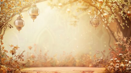 "Happy Eid" elegantly integrated into the design of a traditional lantern, Islamic backgrounds.