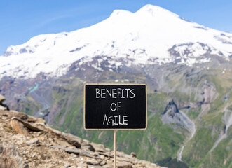 Benefits of agile symbol. Concept words Benefits of agile on beautiful black chalk blackboard....