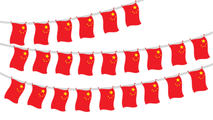 close up china flag bunting to celebrate china independence day on isolated transparent background png