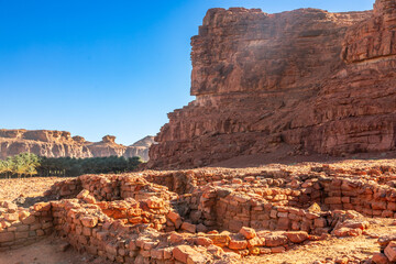 Desert mountains with ruins of ancient Dadan Al Ula, Madain Salih, Saudi Arabia
