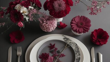 place setting with flowers