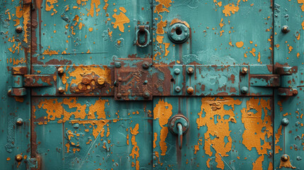 Close Up of a Green Door With Rust
