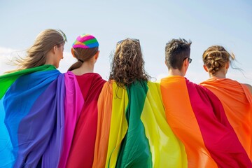 LGBTQ Pride differentiated. Rainbow social movement colorful ochre diversity Flag. Gradient motley colored acceptance LGBT rights parade festival lgbtq+ influencers diverse gender illustration